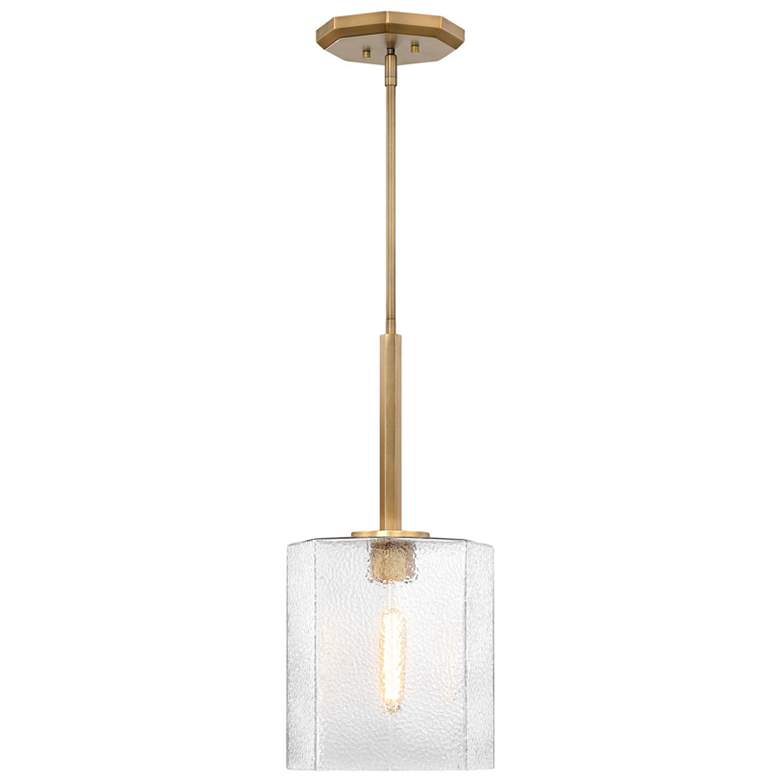 Image 1 Haven 60 Watt 1-Light 10"Old Satin Brass Geometric Pendant Light Shade