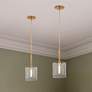 2_Haven 60 Watt 1-Light 10"Old Satin Brass Geometric Pendant Light Shade more views