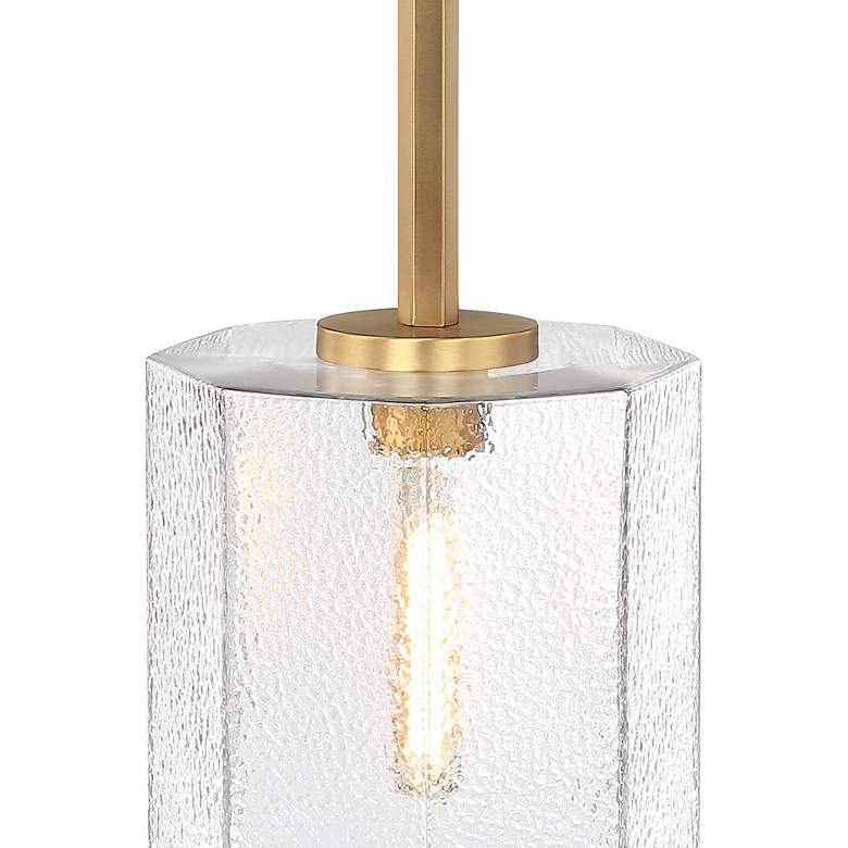 Image 3 Haven 60 Watt 1-Light 10"Old Satin Brass Geometric Pendant Light Shade more views