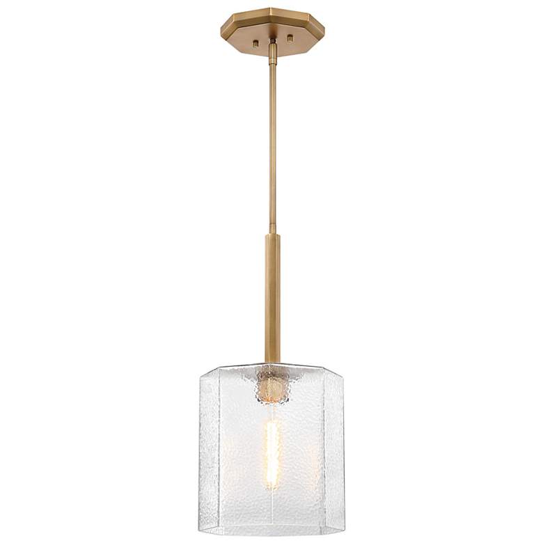 Image 4 Haven 60 Watt 1-Light 10"Old Satin Brass Geometric Pendant Light Shade more views