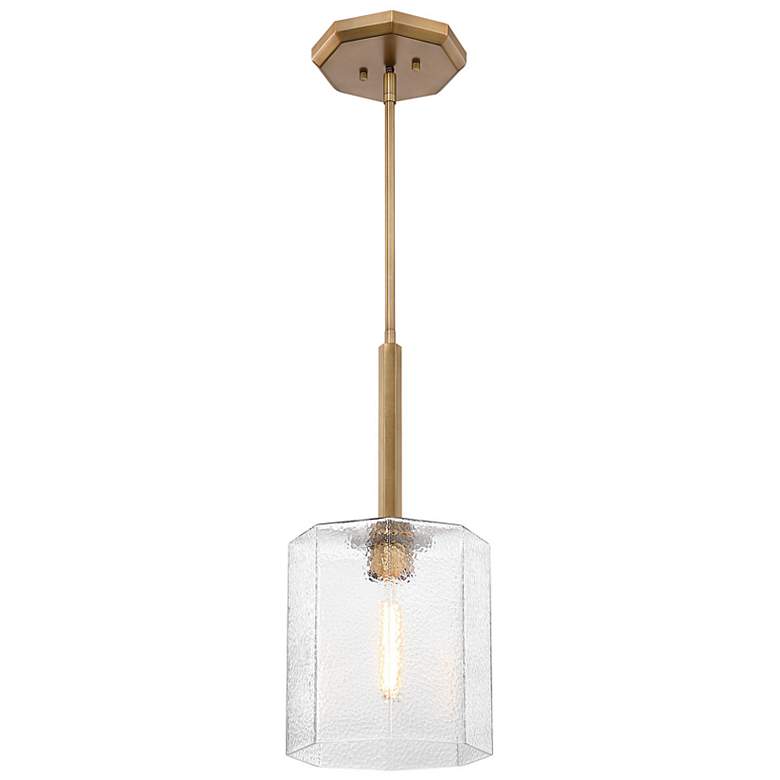 Image 6 Haven 60 Watt 1-Light 10"Old Satin Brass Geometric Pendant Light Shade more views