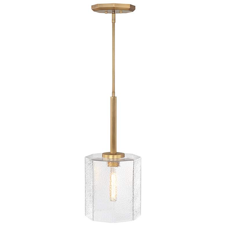 Image 7 Haven 60 Watt 1-Light 10"Old Satin Brass Geometric Pendant Light Shade more views