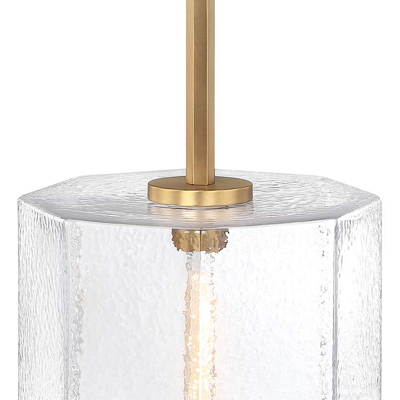 Image 3 Haven 60 Watt 1-Light 14"Old Satin Brass Geometric Pendant Light Shade more views