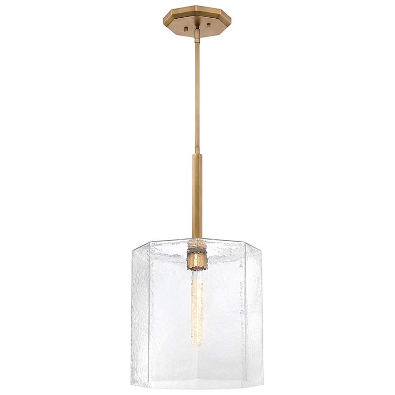 Image 4 Haven 60 Watt 1-Light 14"Old Satin Brass Geometric Pendant Light Shade more views