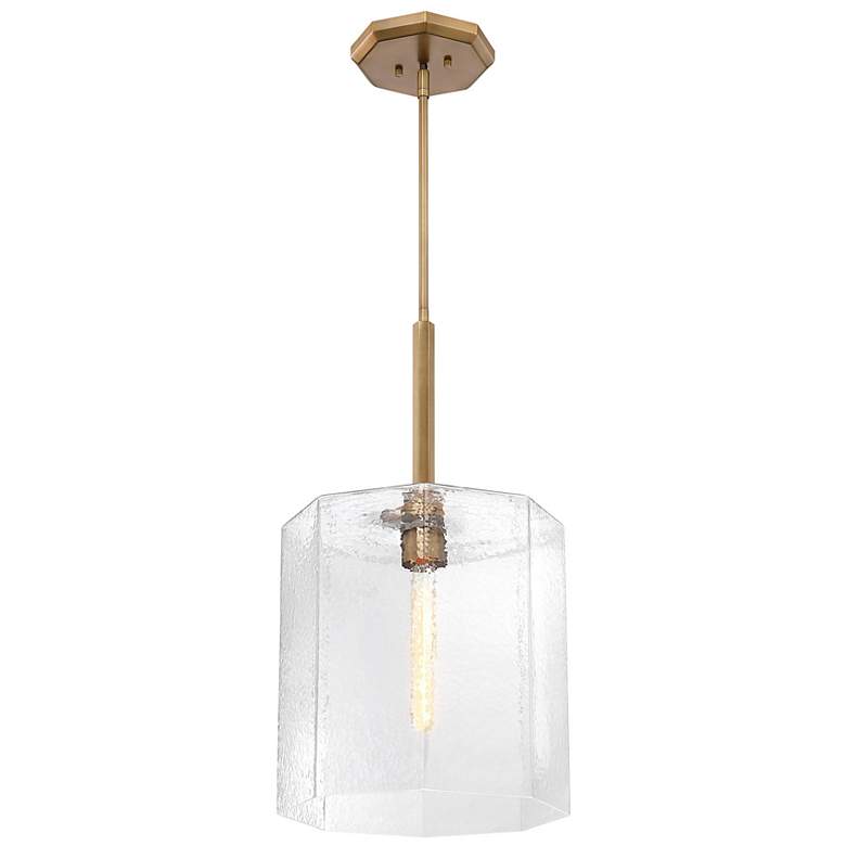 Image 6 Haven 60 Watt 1-Light 14"Old Satin Brass Geometric Pendant Light Shade more views