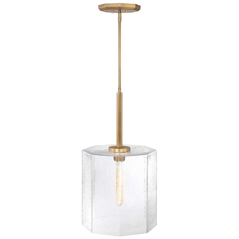 Image 7 Haven 60 Watt 1-Light 14"Old Satin Brass Geometric Pendant Light Shade more views