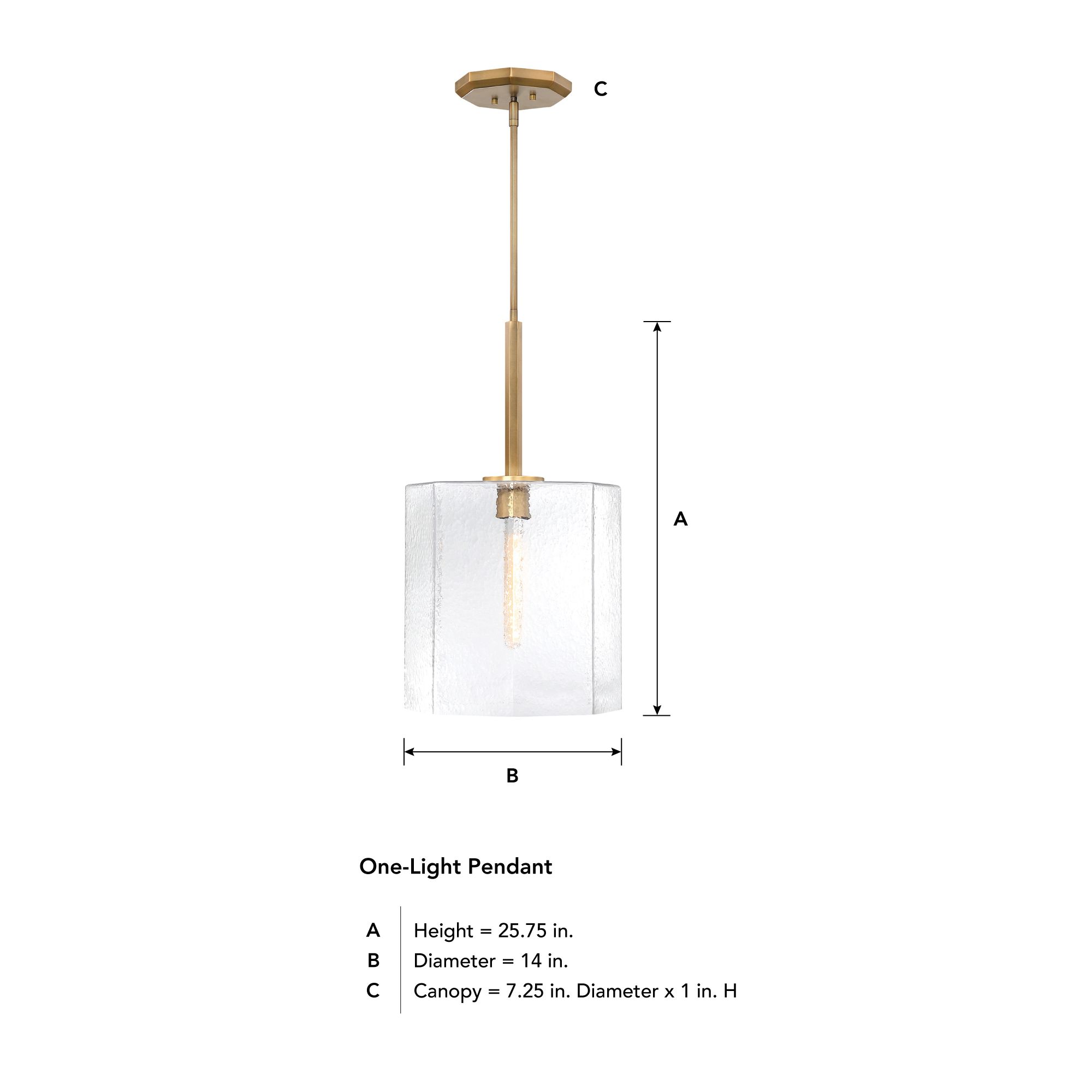 Haven 60 Watt 1-Light 14"Old Satin Brass Geometric Pendant Light Shade