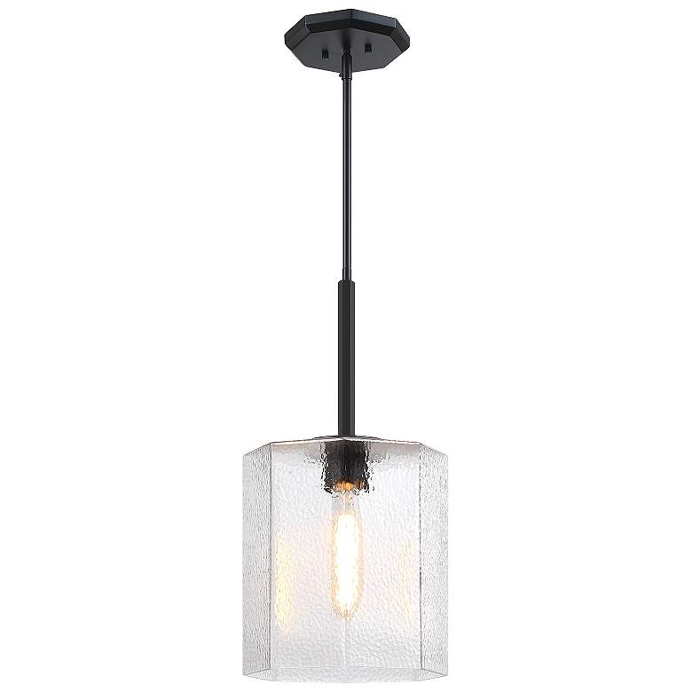 Image 3 Haven 60 Watt 1-Light Matte Black Geometric Pendant Light with Glass Shade more views