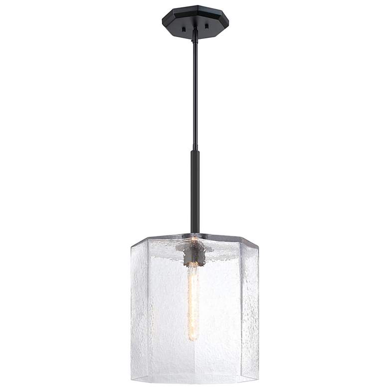 Image 4 Haven 60 Watt 1-Light Matte Black Geometric Pendant Light with Glass Shade more views