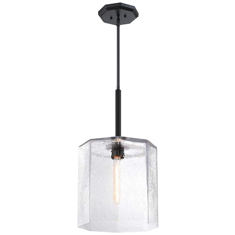 Image 6 Haven 60 Watt 1-Light Matte Black Geometric Pendant Light with Glass Shade more views