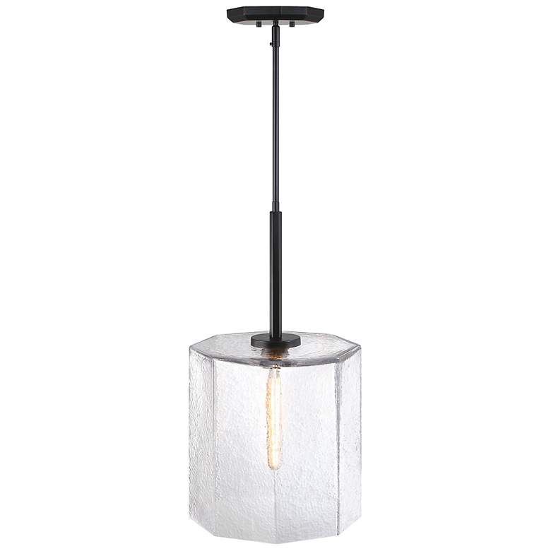 Image 7 Haven 60 Watt 1-Light Matte Black Geometric Pendant Light with Glass Shade more views