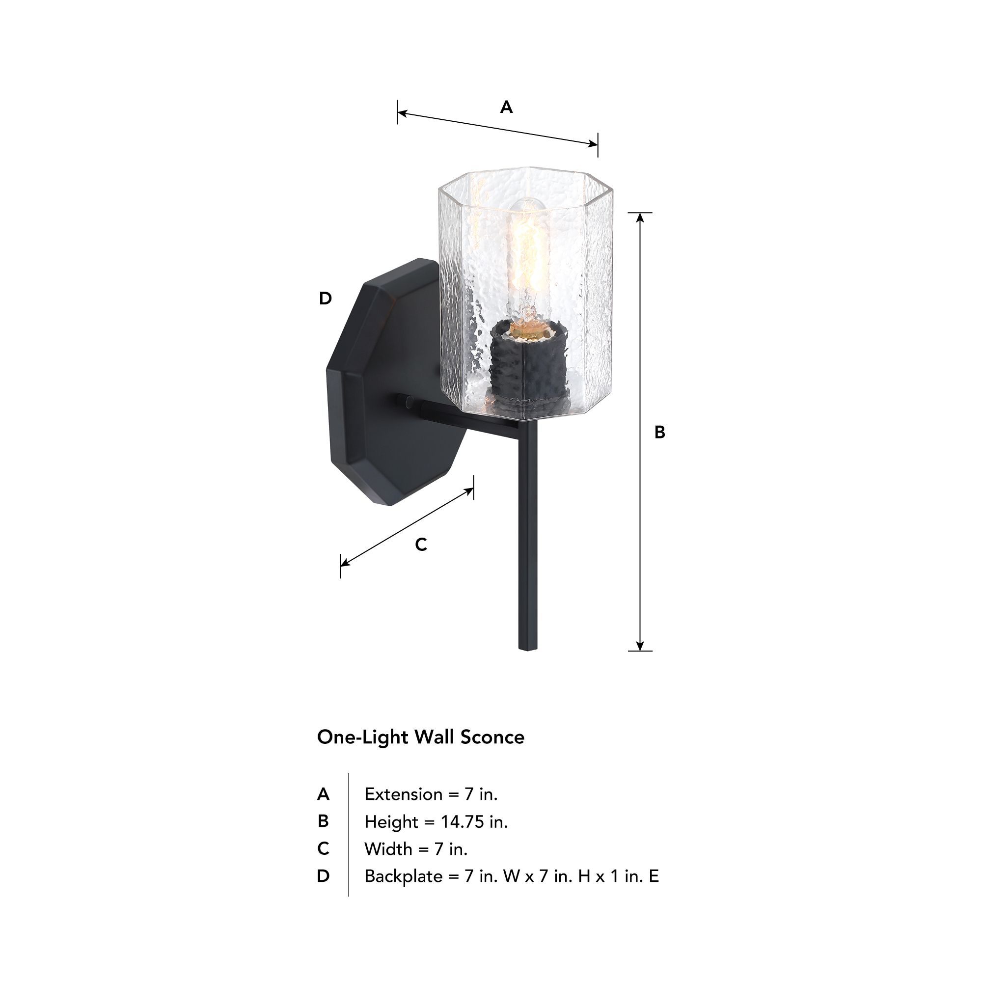 Image 7 Haven 7 in. 1-Light Matte Black Wall Sconce Light more views