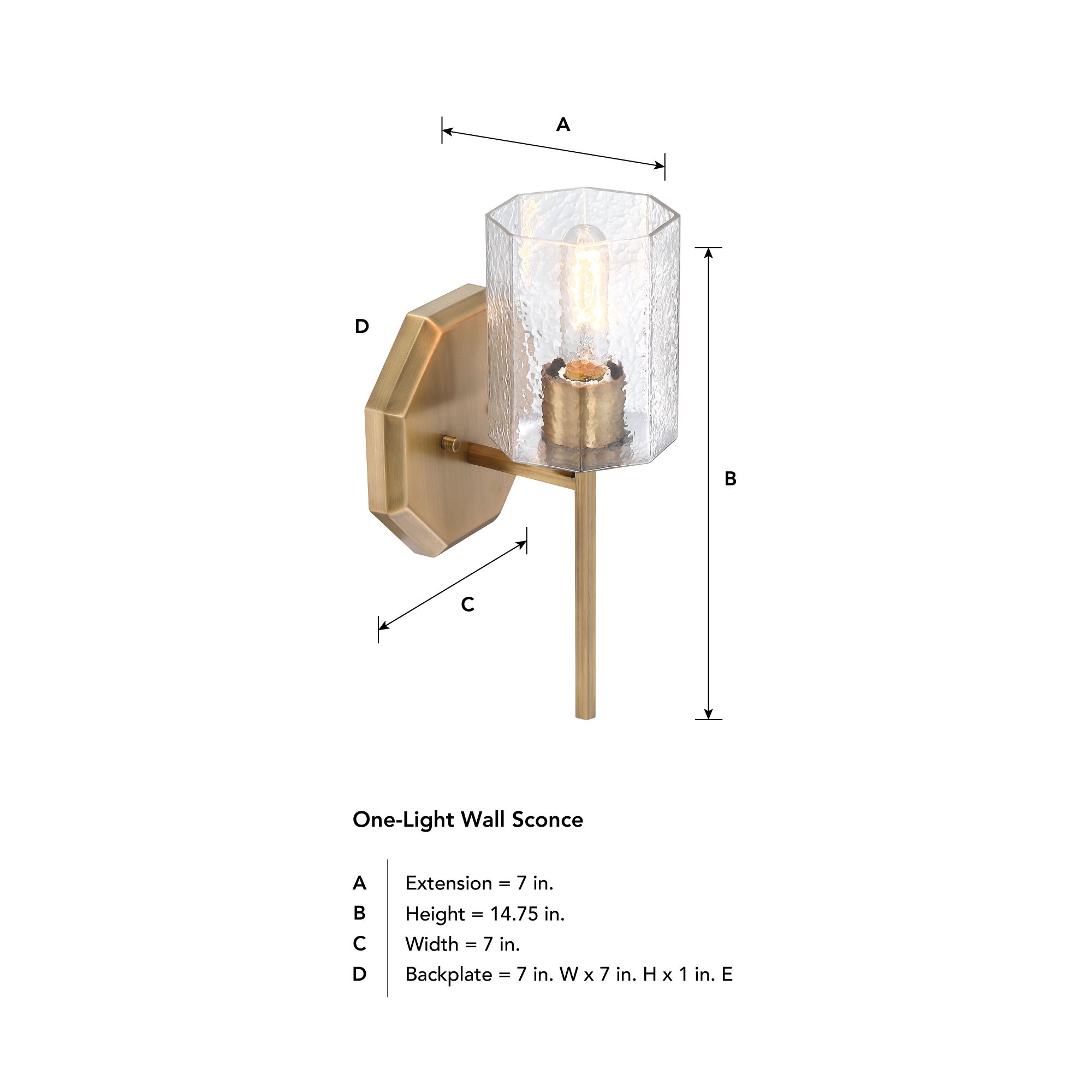 Image 6 Haven 7 in. 1-Light Old Satin Brass Wall Sconce Light more views