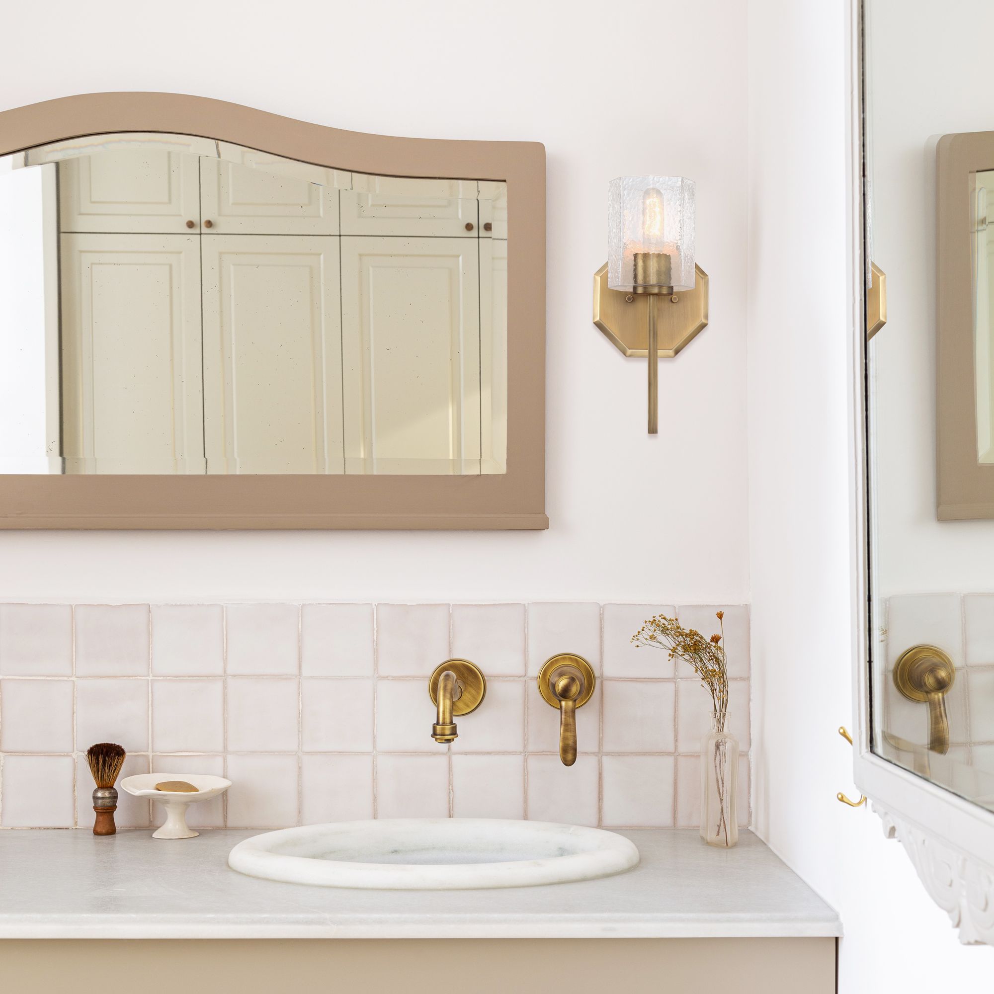 Haven 7 in. 1-Light Old Satin Brass Wall Sconce Light