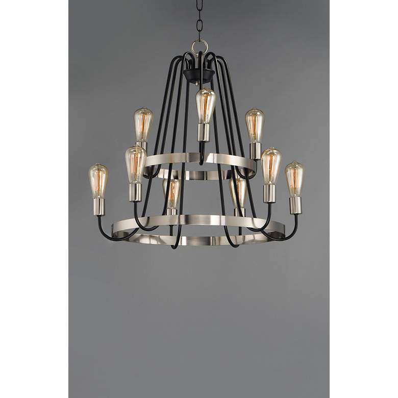 Image 2 Haven 9-Light 27" Wide Black/Satin Nickel Chandelier more views