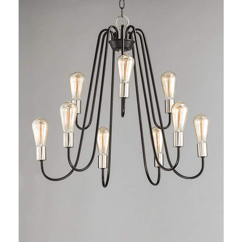 Image 3 Haven 9-Light 27" Wide Black/Satin Nickel Chandelier more views
