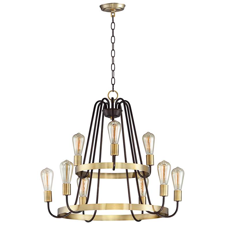 Image 1 Haven 9-Light 27" Wide Oil Rubbed Bronze/Antique Brass Chandelier
