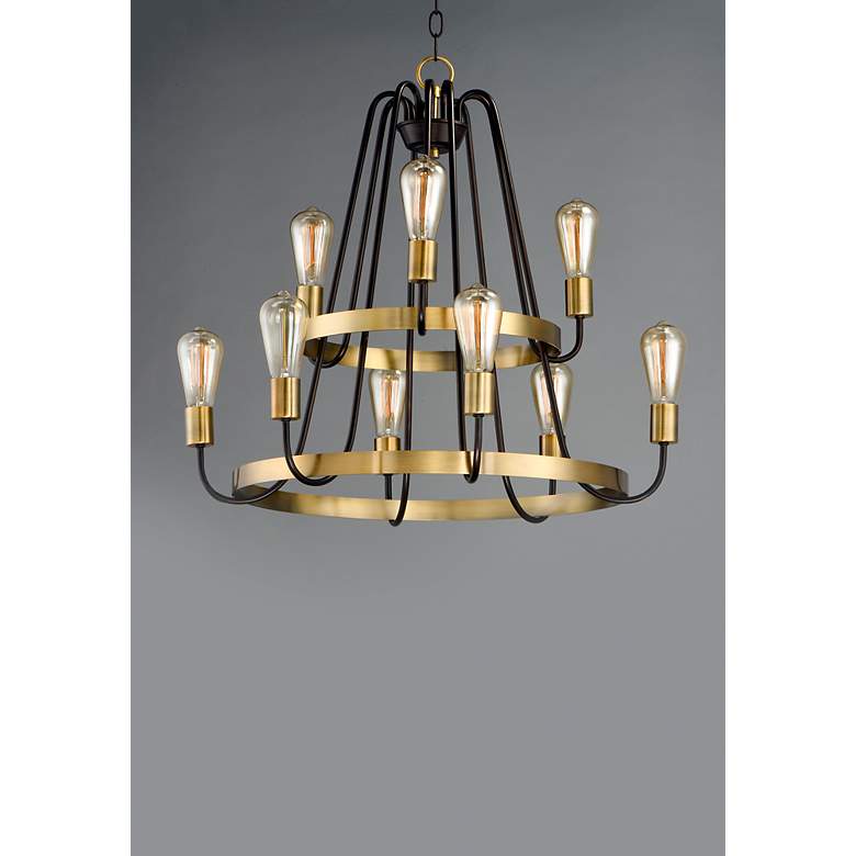 Image 2 Haven 9-Light 27" Wide Oil Rubbed Bronze/Antique Brass Chandelier more views