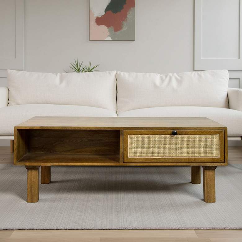 Image 1 Haven Acacia Wood Coffee Table with Dual Storage Compartments