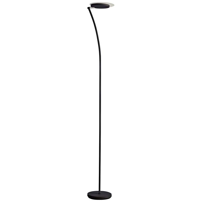 Image 1 Haven Matte Black Metal LED Torchiere Floor Lamp