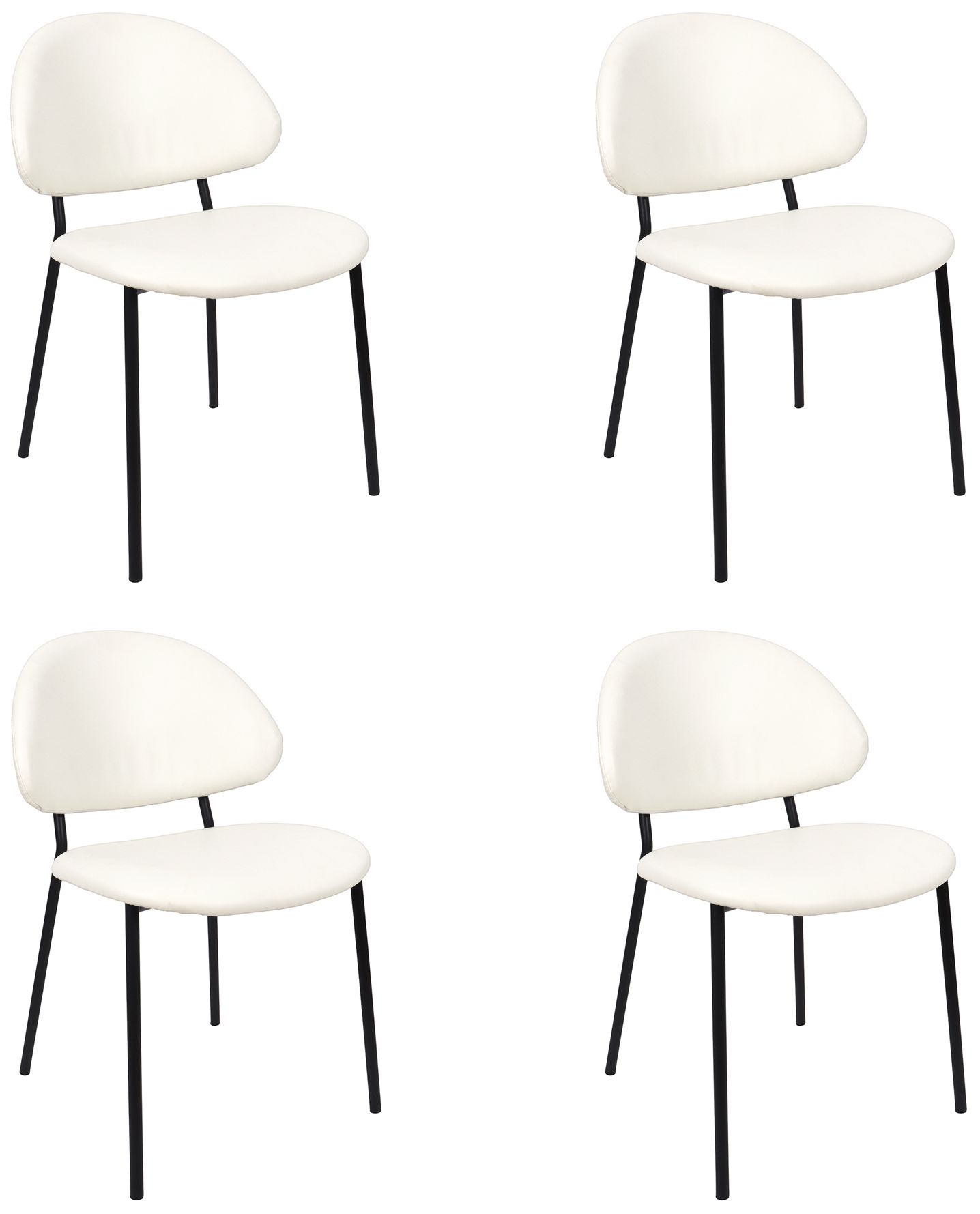 Image 2 Haven Modern Vegan Leather Metal Side Chair in Ivory - Set of 4 more views