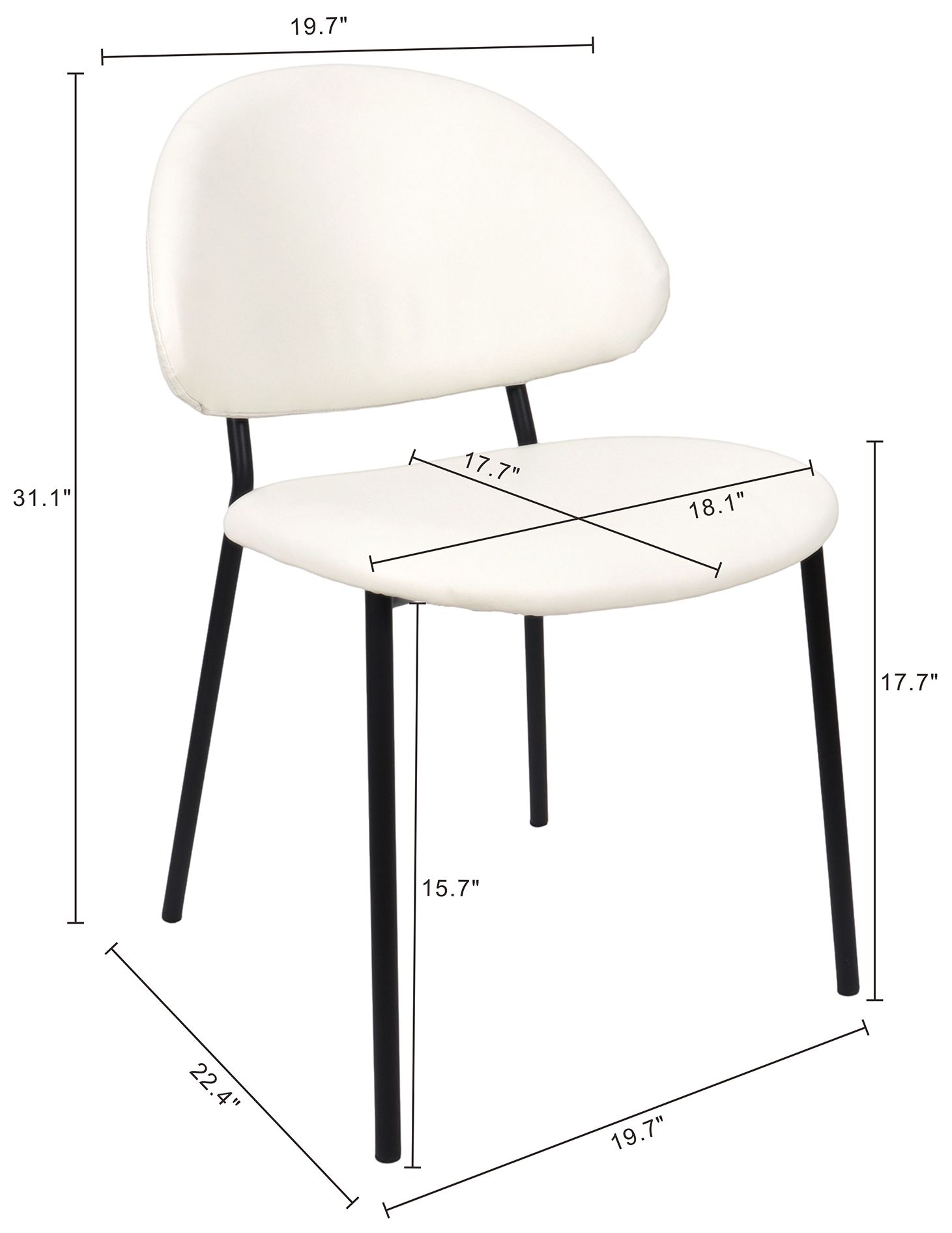 Image 4 Haven Modern Vegan Leather Metal Side Chair in Ivory - Set of 4 more views