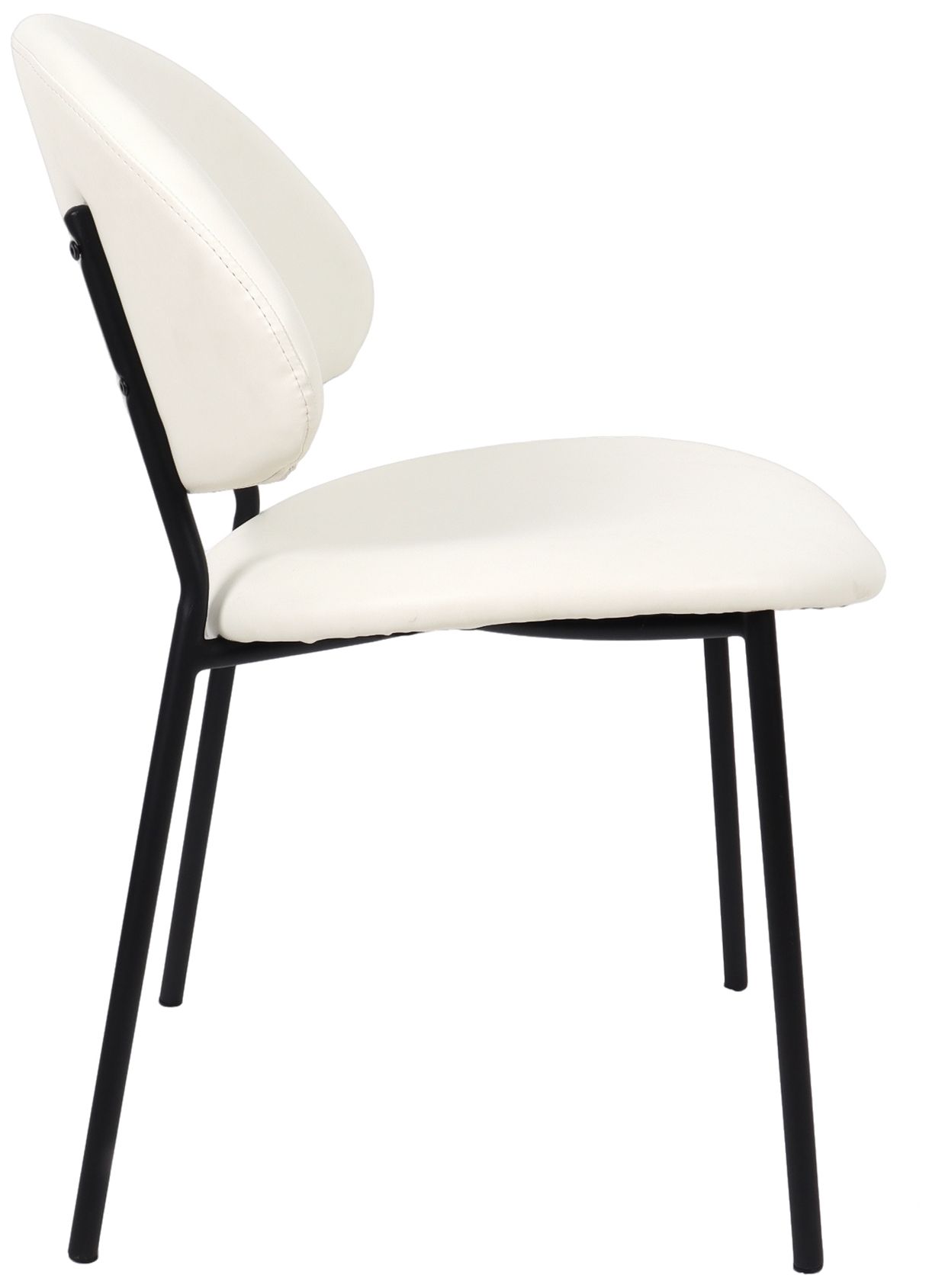 Haven Modern Vegan Leather Metal Side Chair in Ivory - Set of 4