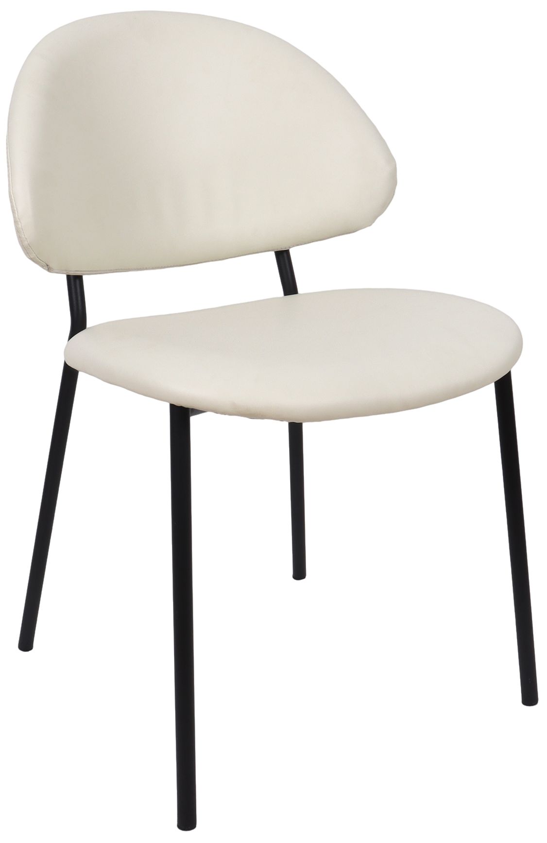 Haven Modern Vegan Leather Metal Side Chair in Ivory - Set of 4