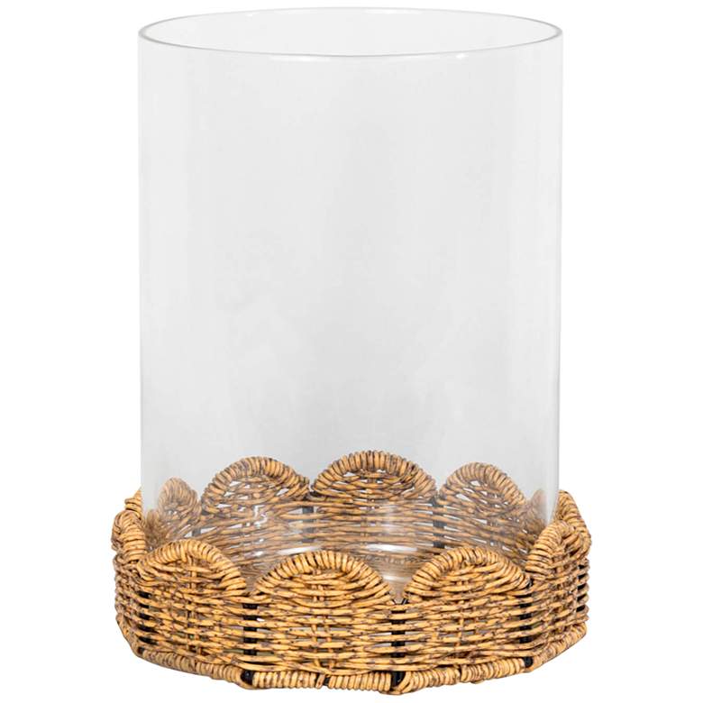 Image 1 Haven Natural Rattan Clear Glass Small Large Hurricane