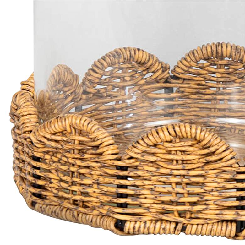 Image 2 Haven Natural Rattan Clear Glass Small Large Hurricane more views