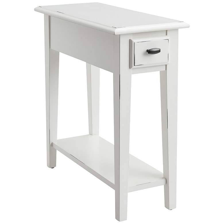 Image 2 Haven Ridge 10 inchW Farmhouse White 1-Drawer Narrow End Table