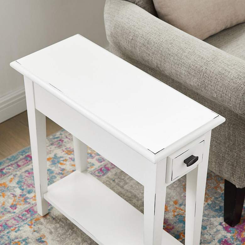 Image 5 Haven Ridge 10 inchW Farmhouse White 1-Drawer Narrow End Table more views