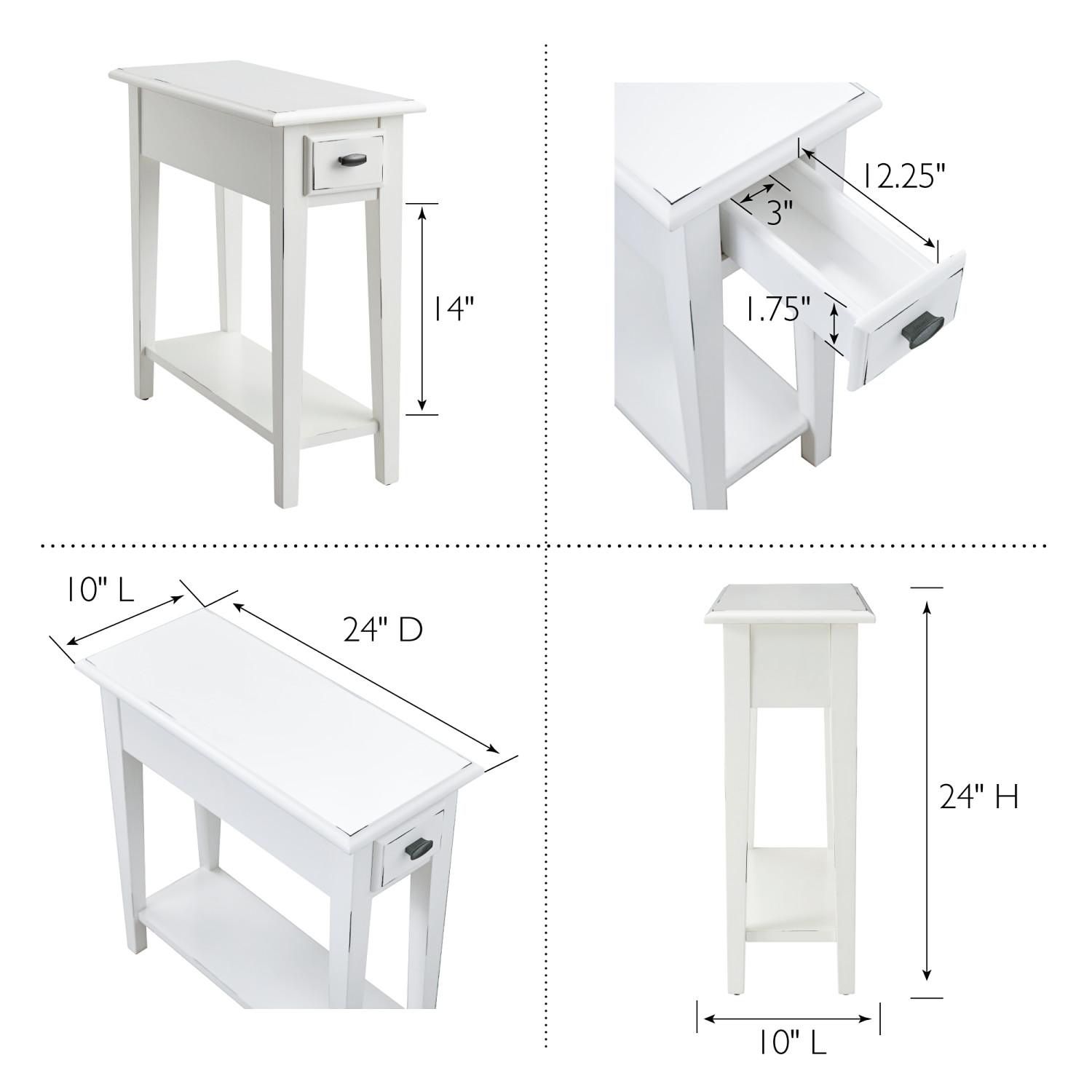 Haven Ridge 10"W Farmhouse White 1-Drawer Narrow End Table
