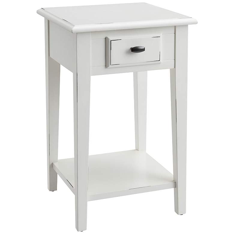 Image 1 Haven Ridge 15"W Farmhouse White 1-Drawer Square End Table