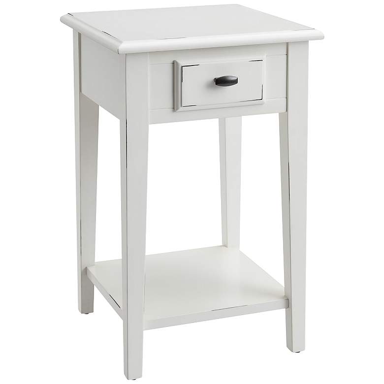 Image 1 Haven Ridge 15 inchW Farmhouse White 1-Drawer Square End Table