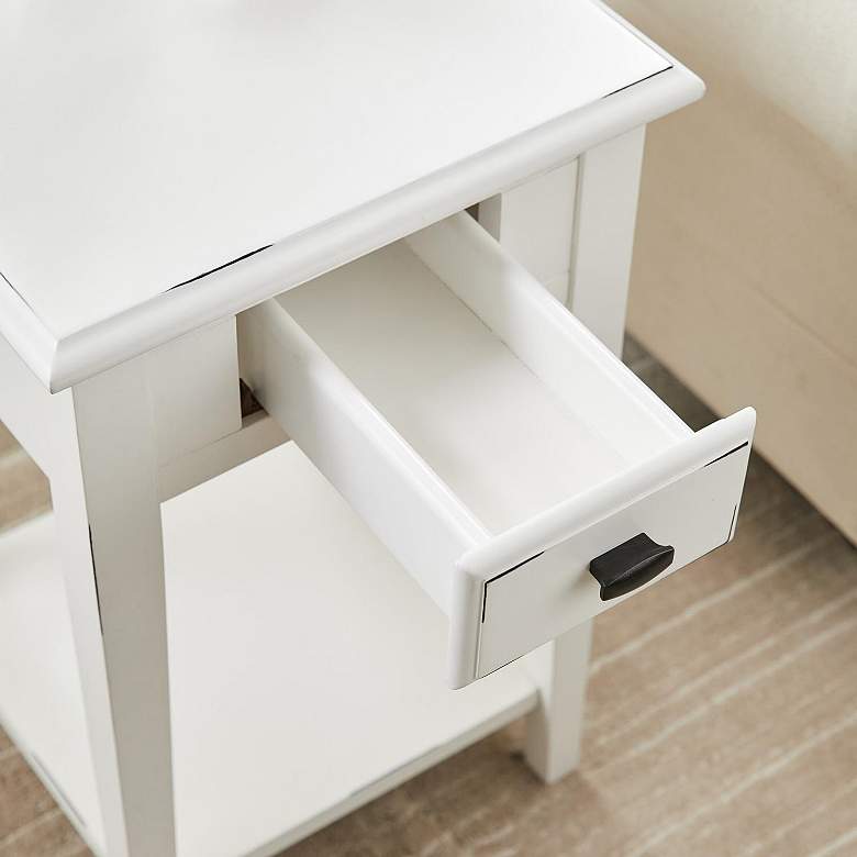 Image 2 Haven Ridge 15 inchW Farmhouse White 1-Drawer Square End Table more views