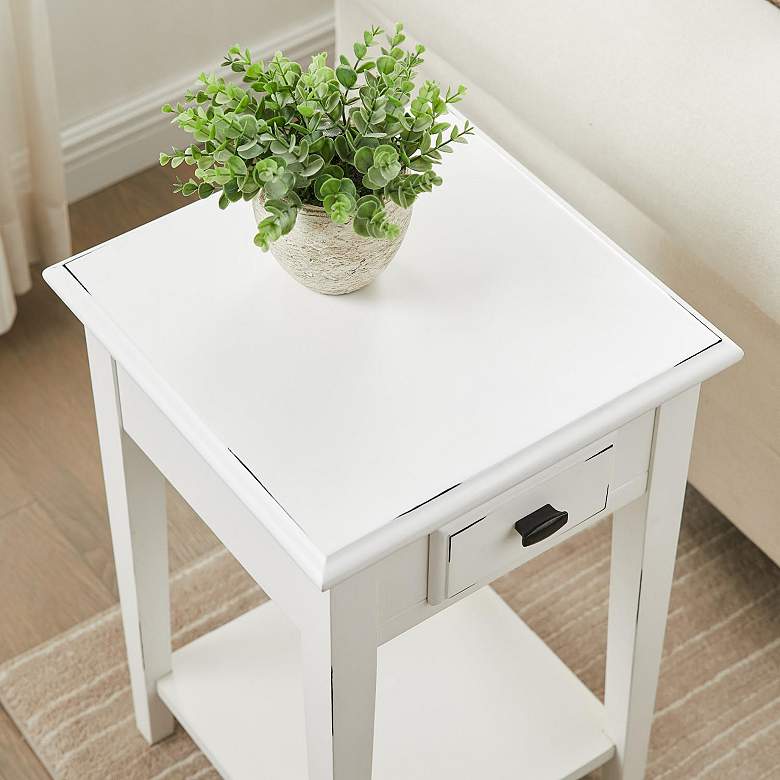 Image 4 Haven Ridge 15 inchW Farmhouse White 1-Drawer Square End Table more views