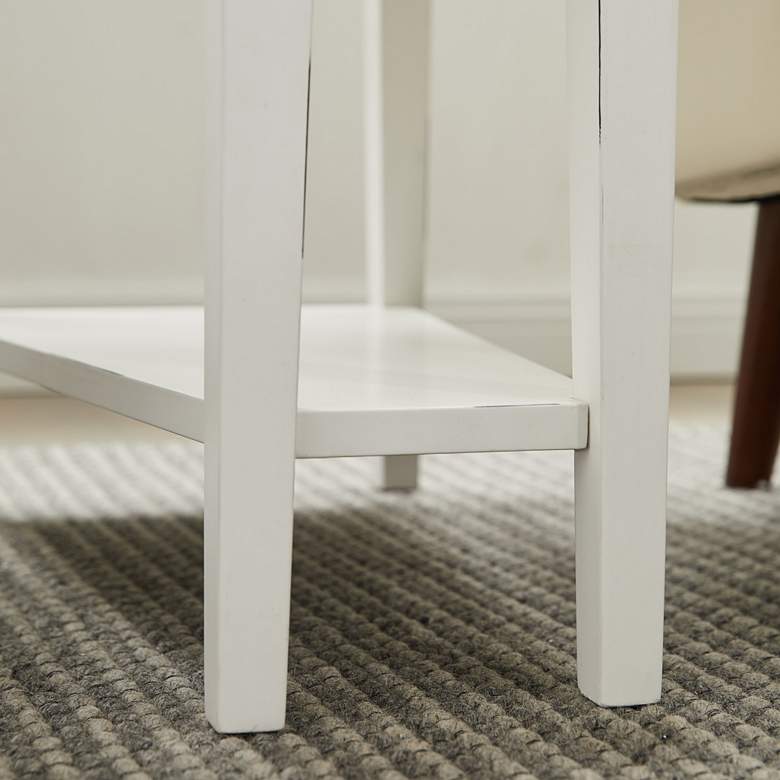Image 4 Haven Ridge 15"W Farmhouse White Wood Wedge End Table more views