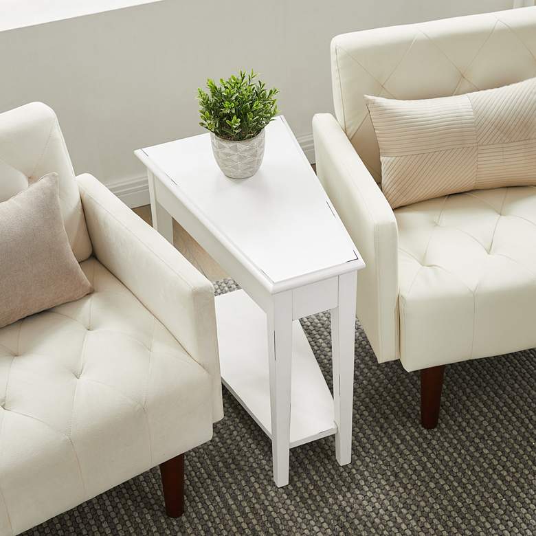 Image 5 Haven Ridge 15"W Farmhouse White Wood Wedge End Table more views