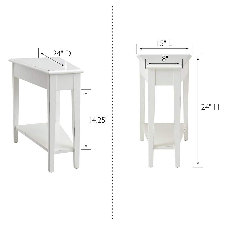 Image 6 Haven Ridge 15"W Farmhouse White Wood Wedge End Table more views