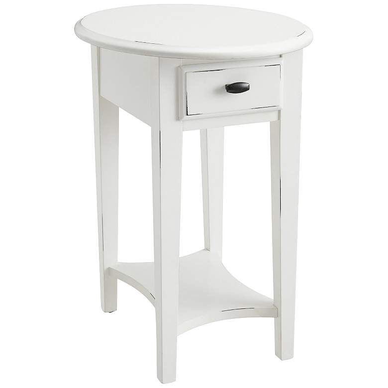 Image 2 Haven Ridge 20 1/2 inchW Farmhouse White 1-Drawer Oval End Table