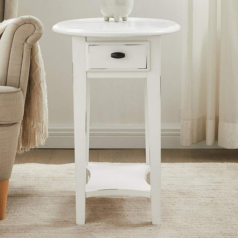 Image 1 Haven Ridge 20 1/2 inchW Farmhouse White 1-Drawer Oval End Table