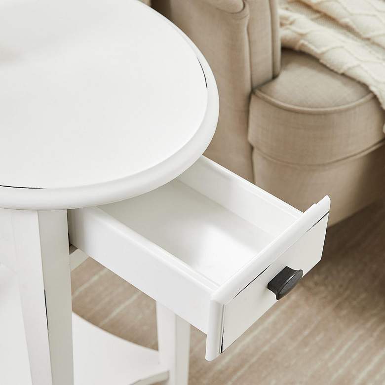 Image 4 Haven Ridge 20 1/2"W Farmhouse White 1-Drawer Oval End Table more views