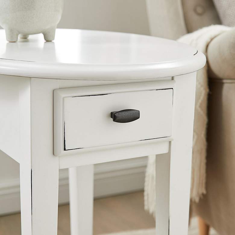 Image 5 Haven Ridge 20 1/2 inchW Farmhouse White 1-Drawer Oval End Table more views