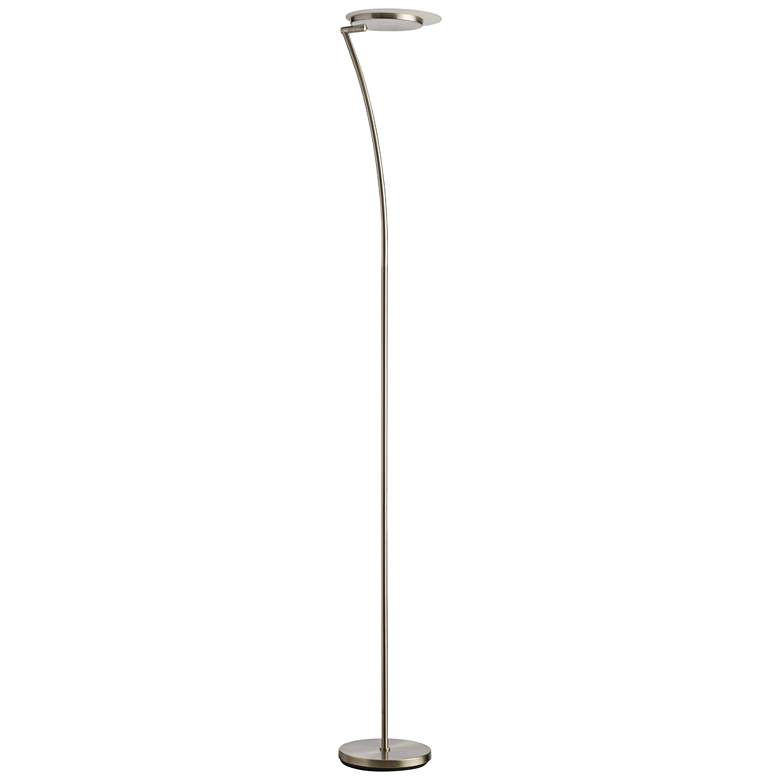 Image 1 Haven Satin Chrome Metal LED Torchiere Floor Lamp