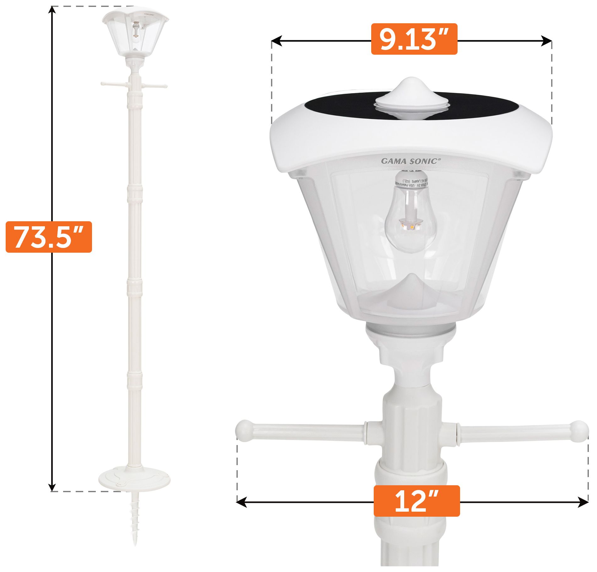 Image 2 Haven Solar Lamp Post with EZ-Anchor Base - White more views