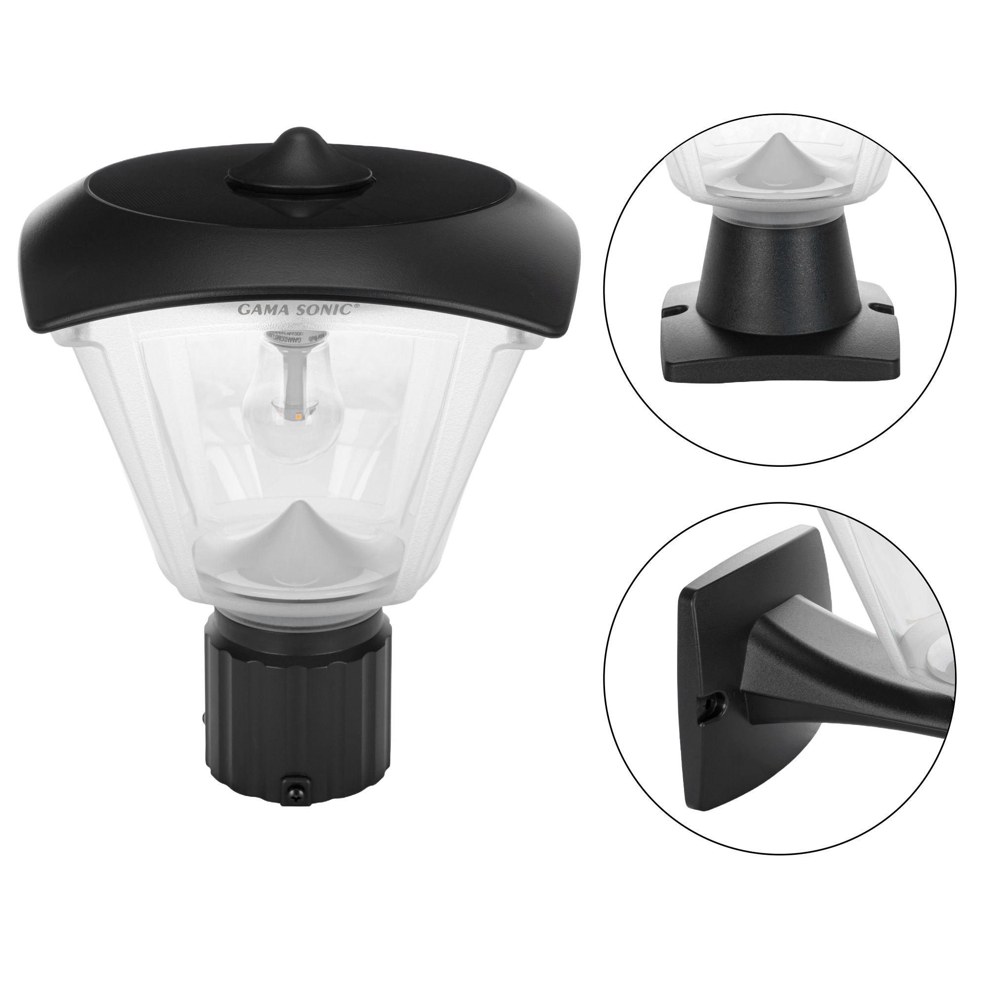 Image 3 Haven Solar Light with Wall, Pier, and 3-inch Fitter Mounts-Black more views