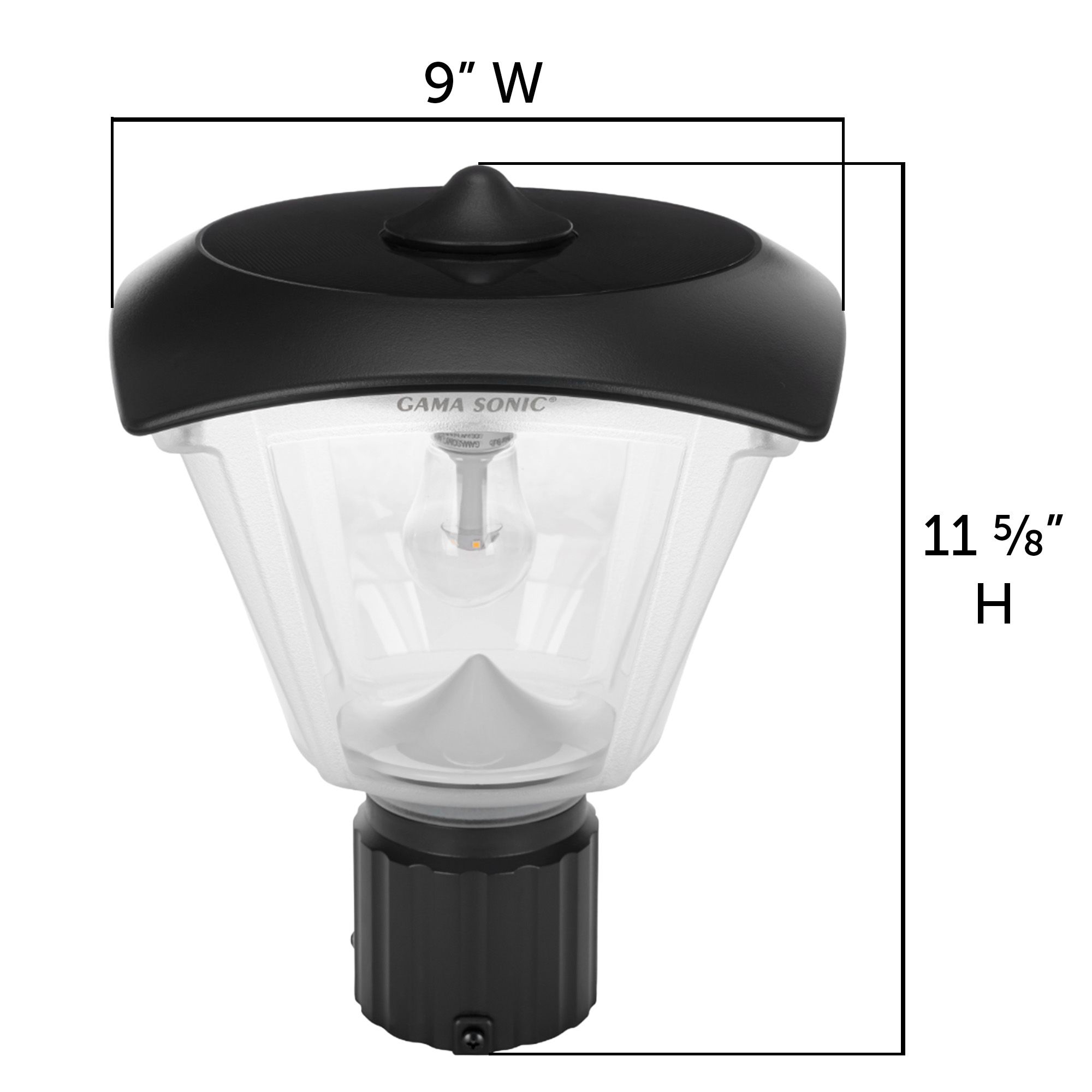 Haven Solar Light with Wall, Pier, and 3-inch Fitter Mounts-Black