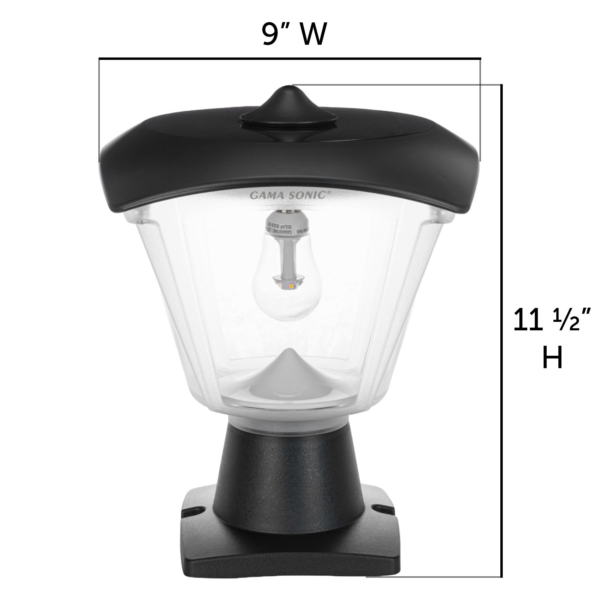 Haven Solar Light with Wall, Pier, and 3-inch Fitter Mounts-Black