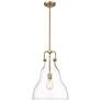 Haverhill 14" Brushed Brass Stem Hung Pendant w/ Clear Shade